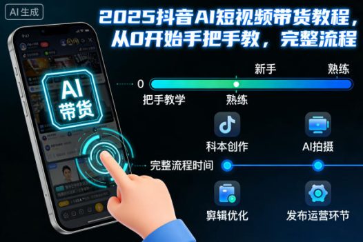 2025抖音AI短視頻帶貨教程，從0開始手把手教，完整流程